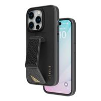 Levelo Morphix Leather Case with Kickstand Grip for iPhone 15 Pro Max - Black