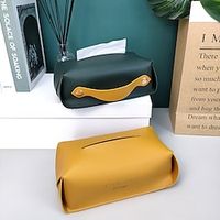 Bathroom tissue box leather wall-mounted multifunctional creative desktop wet tissue pumping box home storage miniinthebox - thumbnail