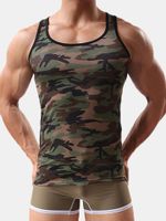 Mens Army Green Camo Hot Fitness Training Sleeveless Running Sport Cotton Tank Tops