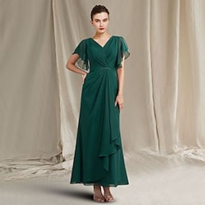 A-Line Mother of the Bride Dress Plus Size Elegant Jewel Neck Ankle Length Chiffon Short Sleeve with Crystals Side-Draped 2022 Lightinthebox A-Line Mother of the Bride Dress Plus Size Elegant Jewel Neck Ankle Length Chiffon Short Sleeve with Crystals Side-Draped 2022 Lightinthebox