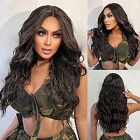 Synthetic Lace Wig Curly Style 24 inch Brown Middle Part 13x1 Lace Front Wig Women's Wig Dark Brown Lightinthebox