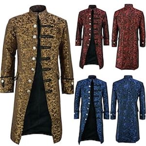 Men's Winter Coat Coat Business Casual Winter Fall Cotton Windproof Warm Outerwear Clothing Apparel Punk Fashion Casual Print Floral Botanical Pocket Stand Collar Single Breasted miniinthebox
