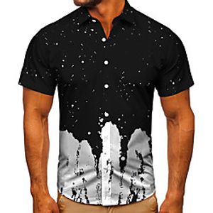 Men's Shirt 3D Print Graphic Prints Graffiti Button-Down Short Sleeve Street Tops Casual Fashion Classic Breathable Black Lightinthebox
