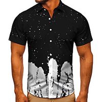 Men's Shirt 3D Print Graphic Prints Graffiti Button-Down Short Sleeve Street Tops Casual Fashion Classic Breathable Black Lightinthebox - thumbnail