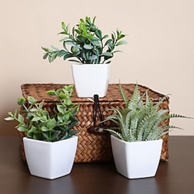 36 Pack Small Faux Plants for Office Desk Fake Mini Potted Plants for Shelf Artificial Greenery Eucalyptus Plant Indoor for Home Bedroom Living Room Décor Lightinthebox