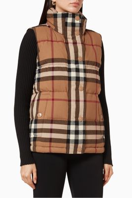 Check Cotton Flannel Puffer Gilet Check Cotton Flannel Puffer Gilet