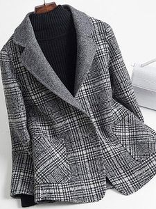 Casual Plaid Woolen Coat