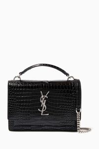Sunset Chain Wallet in Crocodile Embossed Shiny Leather