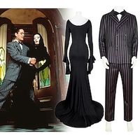 Wednesday Addams Addams family Morticia Addams Gomez Addams Cosplay Costume Outfits Men's Women's Movie Cosplay Cosplay Black Coat Shirt Dress Halloween Carnival Masquerade Polyester Lightinthebox - thumbnail