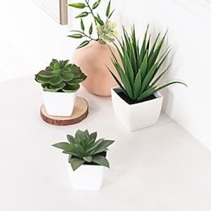 3pcsset Plant Decoration Artificial Succulent Plant Small Pot Decoration Suitable For Home Bedroom Decoration Restaurant Office Commercial Center Desktop Shelf Decoration Lightinthebox