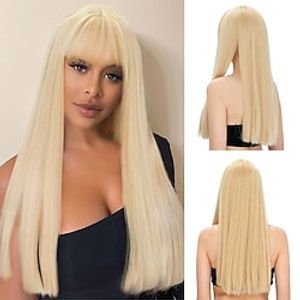 Women's Long Straight Hair Wig Synthetic Wig with Bangs High Temperature Resistance Natural Style Costume Full Wig miniinthebox