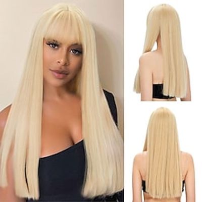 Women's Long Straight Hair Wig Synthetic Wig with Bangs High Temperature Resistance Natural Style Costume Full Wig miniinthebox