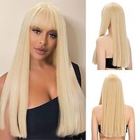 Women's Long Straight Hair Wig Synthetic Wig with Bangs High Temperature Resistance Natural Style Costume Full Wig miniinthebox - thumbnail