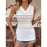 Women's Tank Top Vest Striped Daily Vacation Print Sleeveless White Sleeveless Stylish Casual V Neck Summer Lightinthebox - thumbnail