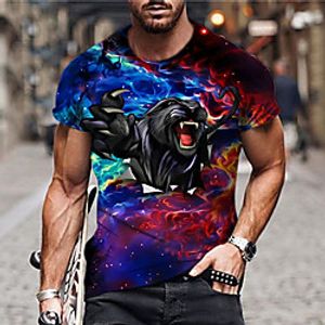 Men's Unisex T shirt 3D Print Graphic Prints Animal Crew Neck Daily Holiday Print Short Sleeve Tops Casual Designer Big and Tall Blue  Summer Lightinthebox