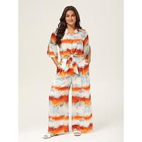 Floral Cuban Collar Cropped Top Wide leg Pants Set