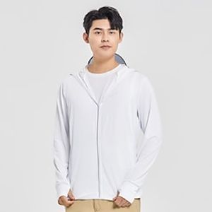 Men's Hoodie Jacket Hiking Skin Jacket Hiking Windbreaker Outdoor Portable UPF50 Ultra Light (UL) Breathable Top Single Slider Fishing Climbing Beach Dark Grey White Blue Light Grey Lightinthebox