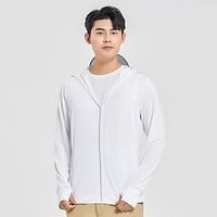 Men's Hoodie Jacket Hiking Skin Jacket Hiking Windbreaker Outdoor Portable UPF50 Ultra Light (UL) Breathable Top Single Slider Fishing Climbing Beach Dark Grey White Blue Light Grey Lightinthebox - thumbnail