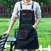 Chef, BBQ and Work Apron with Pocket - Durable Canvas Cross Back Straps For Men, Women, Grilling, Cooking,Painting Lightinthebox - thumbnail