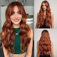 Orange Wig for Women Long Ombre Auburn Dark Roots Wavy Curly Heat Resistant Synthetic Wigs with Bangs Natural High Density Layered Hair for Cosplay Party Halloween 26In Lightinthebox - thumbnail