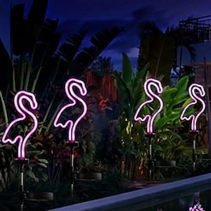 Solar Outdoor Stake Light Neon Pink Flamingo Lighting Outdoor Waterproof Pathway Landscape Light for Lawn Patio Garden Walkway Yard Decoration miniinthebox