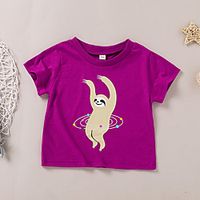 Kids Girls' T shirt Tee Short Sleeve Graphic Print Purple Children Tops All Seasons Active Regular Fit 3-6 Years Lightinthebox - thumbnail