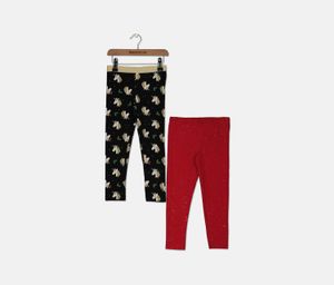 Little Girl 2-Pack Holiday Leggings  Navy/Red