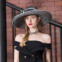 Hats Headwear Fiber Bucket Hat Floppy Hat Sun Hat Wedding Casual Elegant Wedding With Bowknot Headpiece Headwear Lightinthebox