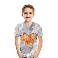Kids Boys' T shirt Tee Short Sleeve 3D Print Animal Yellow Children Tops Summer Active Daily Wear Regular Fit 3-12 Years miniinthebox - thumbnail