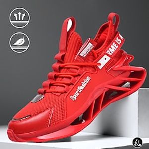 Men's Sneakers Flyknit Shoes Fleece lined Walking Vintage Casual Outdoor Daily Leather Warm Height Increasing Comfortable Lace-up Black White Red Fall Winter Lightinthebox