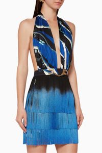 Fringed Silk Twill Mini Dress