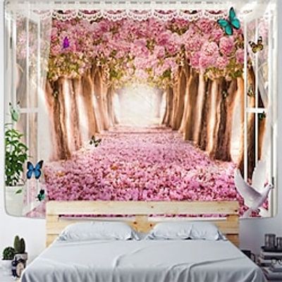 Cherry Tree Curtain Window Hanging Tapestry Wall Art Large Tapestry Mural Decor Photograph Backdrop Blanket Curtain Home Bedroom Living Room Decoration Lightinthebox