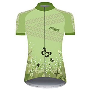 21Grams Women's Short Sleeve Cycling Jersey Summer Green Butterfly Floral Botanical Bike Jersey Top Mountain Bike MTB Road Bike Cycling UV Resistant Quick Dry Breathable Sports Clothing Apparel miniinthebox