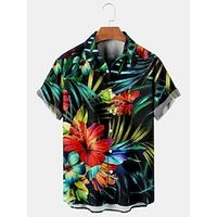 Men'sShirtSummerHawaiianShirt Leaves Floral GraphicPrintsTurndownOutdoorStreetShortSleevesButton-DownPrintClothingApparelTropicalFashionDesignerHawaiian miniinthebox - thumbnail