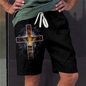 Men's Stylish Casual Straight Shorts 3D Print Elastic Waist Short Pants Sports Outdoor Daily Graphic Prints Lion Cotton Blend Comfort Breathable Mid Waist Black M L XL XXL 3XL  Summer  Beach Lightinthebox