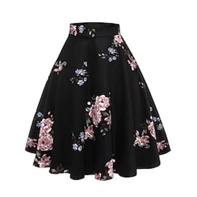 Women's Corset Skirt Tutu Knee-length Cotton Peony Skirts Fall  Winter Ruched Print Vintage Fashion Casual Street Daily S M L miniinthebox