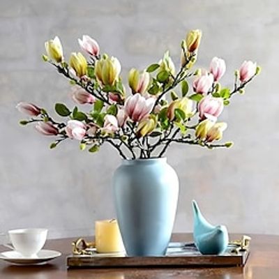 1pc Artificial Magnolia Simulation Flower, Table Ornament, Plastic Decorative Flower, Spring Home Decoration Home Office Decor, Celebration Decor, Outdoor Garden Yard Decor miniinthebox
