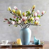 1pc Artificial Magnolia Simulation Flower, Table Ornament, Plastic Decorative Flower, Spring Home Decoration Home Office Decor, Celebration Decor, Outdoor Garden Yard Decor miniinthebox - thumbnail