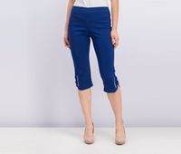Womens Buckle-Hem Capri Pants  Pompador Blue - thumbnail