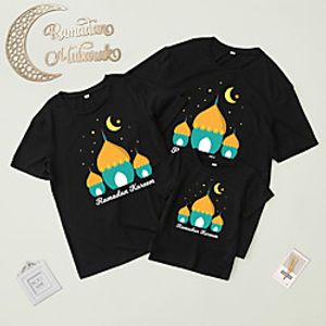 Family Look T shirt Tops Star Moon Letter Daily Print Black Short Sleeve Daily Matching Outfits  Summer  Cute Lightinthebox