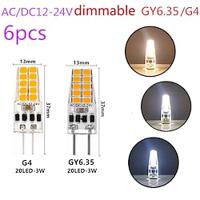 6pcs/10pcs Dimmable LED Bulb G4 GY6.35 AC/DC12-24V 3W 20LED Energy Saving Silicone Light 360 degrees Replace Halogen Lamp Lightinthebox