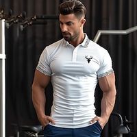 Men's Polo Business Polo Business Casual Lapel Classic Short Sleeve Color Block Patchwork Embroidered Summer Spring   Fall White Polo Lightinthebox