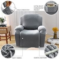 Stretch Armchair Recliner Cover 1 Seat Recliner Chair Cover Recliner Slipcover Sofa Cover with Side Pocket Jacquard Sofa Furniture Cover/Protector Soft with Elastic Bottom, Machine Washable miniinthebox - thumbnail