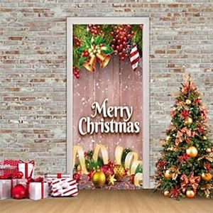 Christmas 3D Stickers Waterproof Door Stickers Xmas Door Mural Peel Self Adhesive Wallpaper PVC Sticker Removable Wall Decal for Home Office Decoration miniinthebox