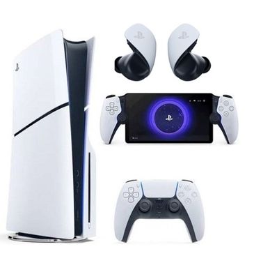 Sony PlayStation 5 Disc Slim Console 1TB, Sony Remote Player Portal with Sony Pulse Explore Wireless Earbuds (International Edition) Sony PlayStation 5 Disc Slim Console 1TB, Sony Remote Player Portal with Sony Pulse Explore Wireless Earbuds (International Edition)