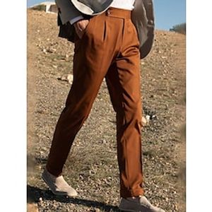 Men's Dress Pants Trousers Suit Pants Gurkha Pants Pocket Plain Comfort Breathable Outdoor Daily Going out Fashion Casual Black White Lightinthebox