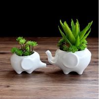Elephant Cute Creative Pots Ceramic Ornaments Crafts Handmade Flower Plant Bottle Pot Garden Decor