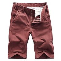 Men's Chino Shorts Bermuda shorts Work Shorts Pocket Plain Comfort Outdoor Daily Going out Fashion Streetwear Army Green Red miniinthebox - thumbnail