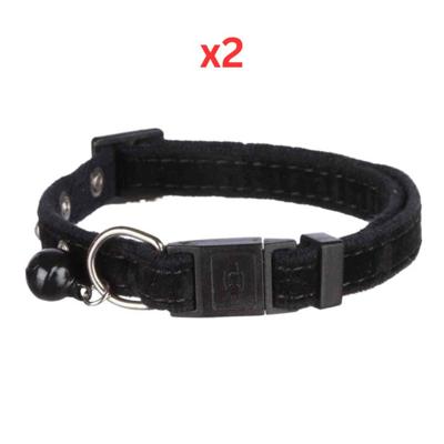 Trixie Collar With Rhinestone Gems For Cats - Black 28cm (Pack Of 2)