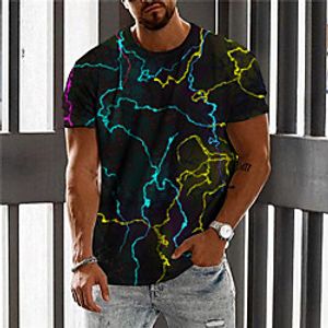 Men's Unisex T shirt 3D Print Lightning Graphic Prints Crew Neck Daily Holiday Print Short Sleeve Tops Casual Designer Big and Tall Blue  Summer Lightinthebox